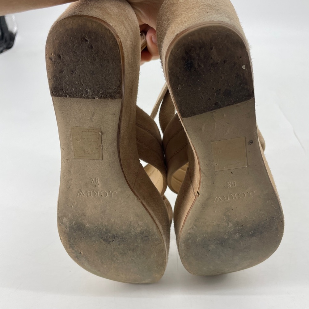 J Crew Marcie Tan Suede Criss Cross Wedge Sandals 8 shoes - Picture 7 of 8